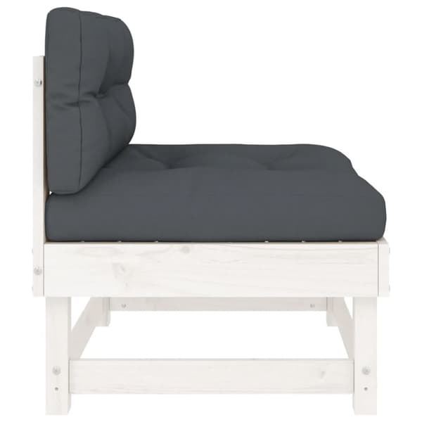vidaXL midtermoduler til sofa 2 stk. med hynder massivt fyrretræ hvid -  Enheder til udendørs modulsofa