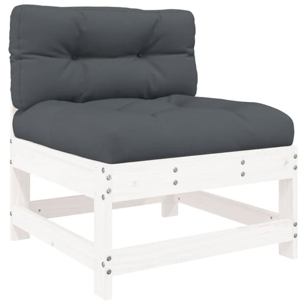 vidaXL Mittensoffor med dynor 2 st vit massiv furu -  Moduler till utomhussoffa