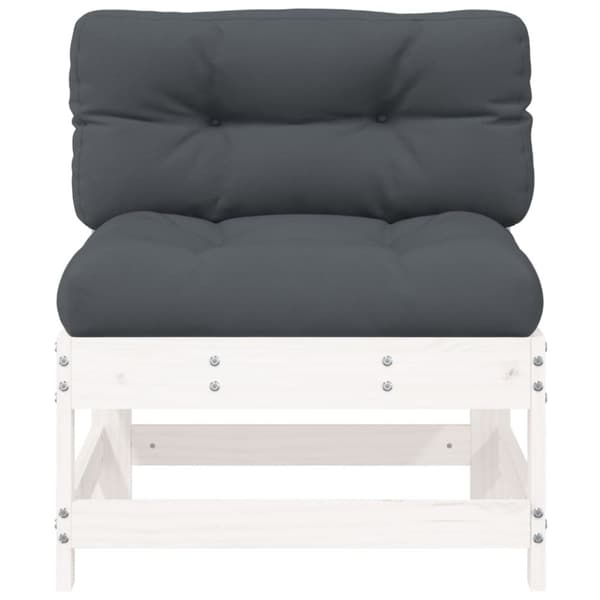 vidaXL Mittensoffor med dynor 2 st vit massiv furu -  Moduler till utomhussoffa
