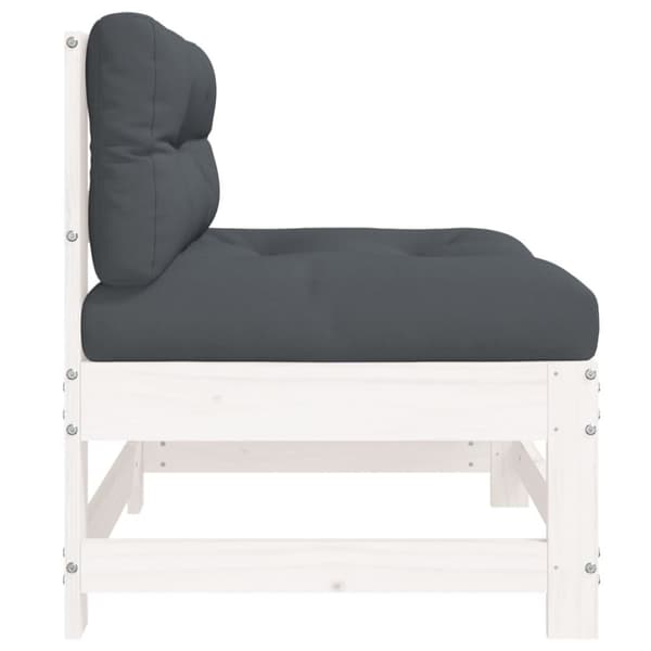 vidaXL Mittensoffor med dynor 2 st vit massiv furu -  Moduler till utomhussoffa