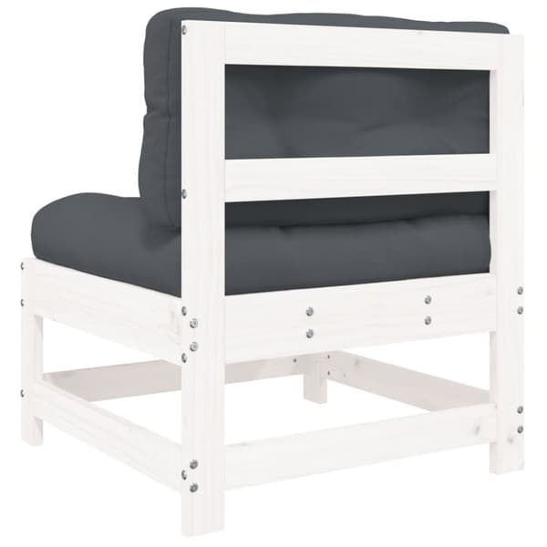 vidaXL Mittensoffor med dynor 2 st vit massiv furu -  Moduler till utomhussoffa