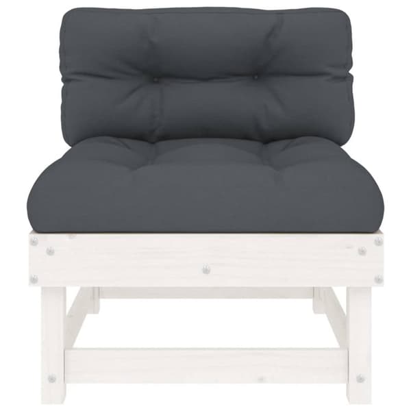 vidaXL Mittensoffa med dynor vit massiv furu -  Moduler till utomhussoffa