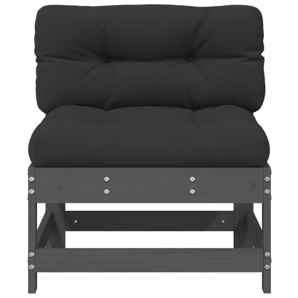 vidaXL midtermoduler til sofa 2 stk. med hynder massivt fyrretræ grå -  Enheder til udendørs modulsofa