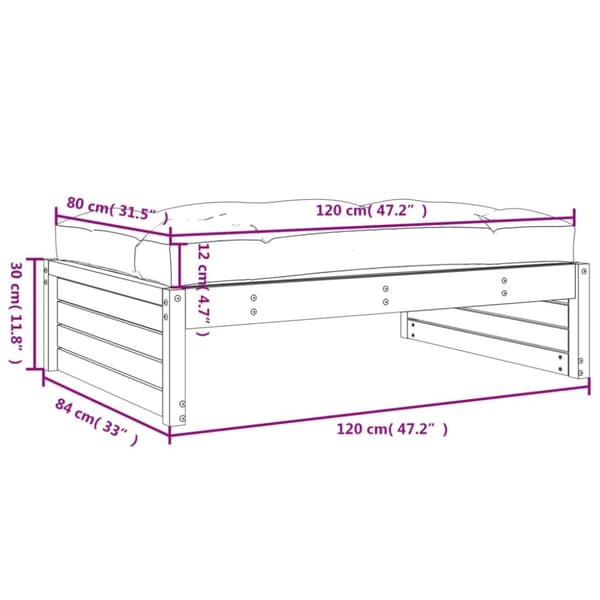 vidaXL udendørs fodskammel 120x80 cm massivt fyrretræ hvid -  Enheder til udendørs modulsofa