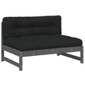 Miniatyrbillede 3 af 10: vidaXL midtermodul til sofa 120x80 cm massivt fyrretræ grå -  Enheder til udendørs modulsofa