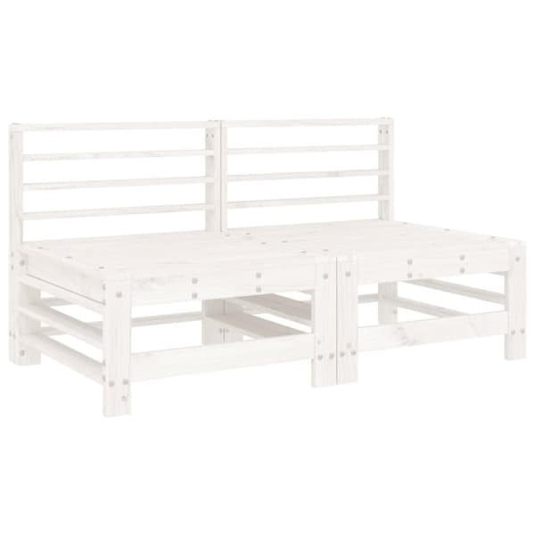 vidaXL Mittensoffor med dynor 2 st vit massiv furu -  Moduler till utomhussoffa