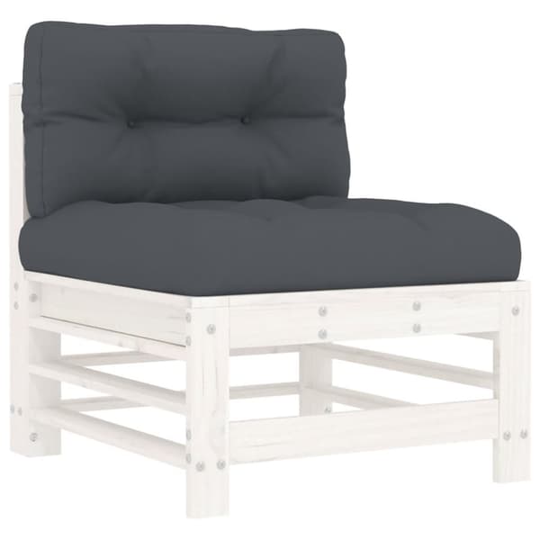 vidaXL Mittensoffor med dynor 2 st vit massiv furu -  Moduler till utomhussoffa