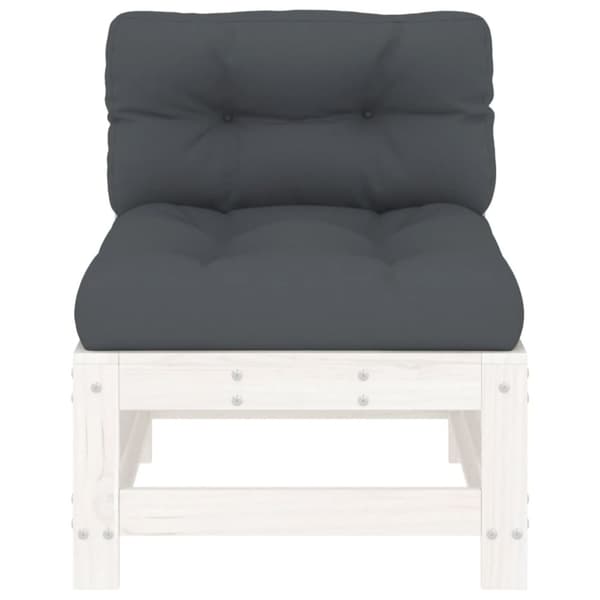vidaXL Mittensoffor med dynor 2 st vit massiv furu -  Moduler till utomhussoffa