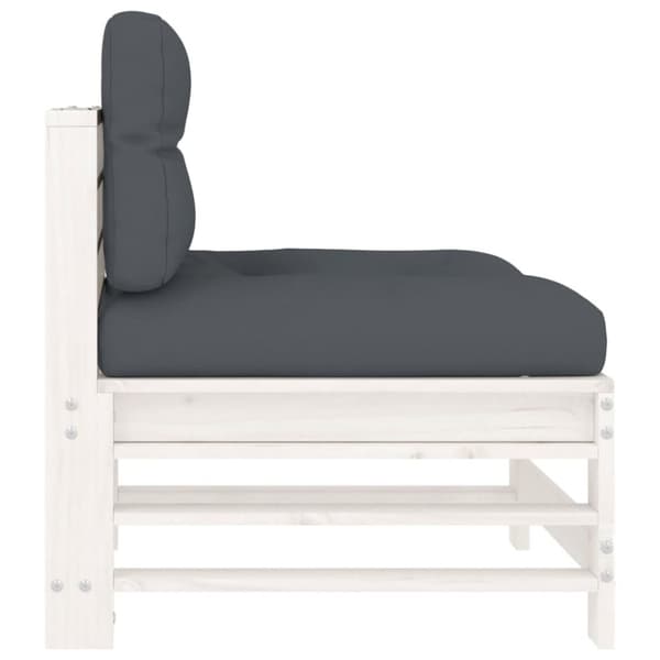 vidaXL Mittensoffor med dynor 2 st vit massiv furu -  Moduler till utomhussoffa