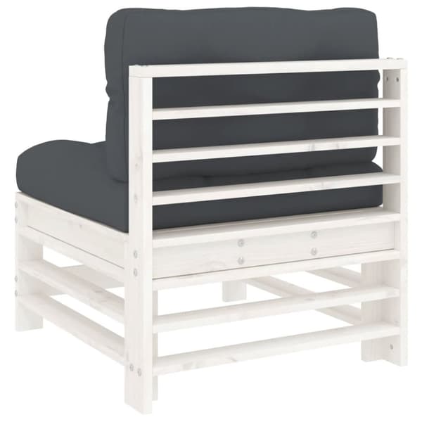 vidaXL Mittensoffor med dynor 2 st vit massiv furu -  Moduler till utomhussoffa