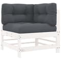 Miniatyrbillede 5 af 11: vidaXL hjørnemoduler til sofa 2 stk. med hynder massivt fyrretræ hvid -  Enheder til udendørs modulsofa