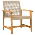Miniatyrbillede 4 af 10: vidaXL havestole 2 stk. polyrattan og akacietræ beige -  Enheder til udendørs modulsofa