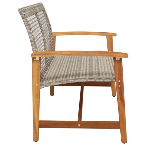 vidaXL havebænk 112 cm polyrattan og akacietræ grå -  Enheder til udendørs modulsofa