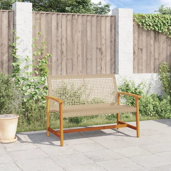 vidaXL havebænk 112 cm polyrattan og akacietræ beige -  Enheder til udendørs modulsofa