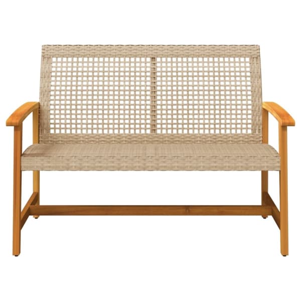 vidaXL havebænk 112 cm polyrattan og akacietræ beige -  Enheder til udendørs modulsofa