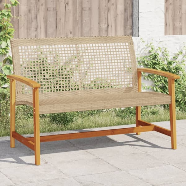 vidaXL havebænk 112 cm polyrattan og akacietræ beige -  Enheder til udendørs modulsofa