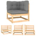 Miniatyrbillede 1 af 11: The Living Store hjørnedel til havesofa med grå hynder massivt fyrretræ -  Enheder til udendørs modulsofa