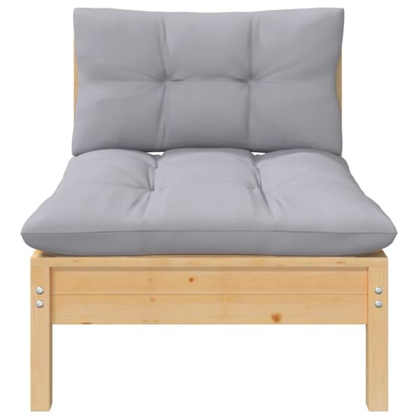 The Living Store 2-personers havesofa med grå hynder massivt fyrretræ - Enheder til udendørs modulsofa