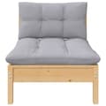 Miniatyrbillede 4 af 10: The Living Store 2-personers havesofa med grå hynder massivt fyrretræ -  Enheder til udendørs modulsofa