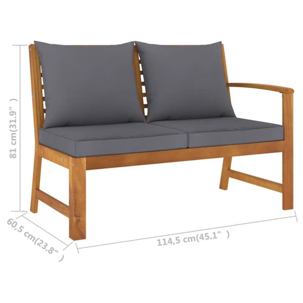 The Living Store Trädgårdsbänk 114,5 cm mörkgrå dyna massivt akaciaträ -  Moduler till utomhussoffa