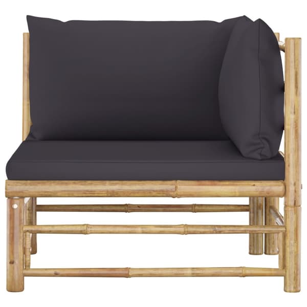 The Living Store Hörnsoffa med mörkgråa dynor bambu -  Moduler till utomhussoffa