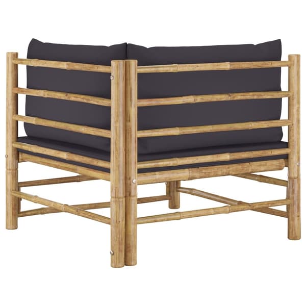 The Living Store Hörnsoffa med mörkgråa dynor bambu -  Moduler till utomhussoffa