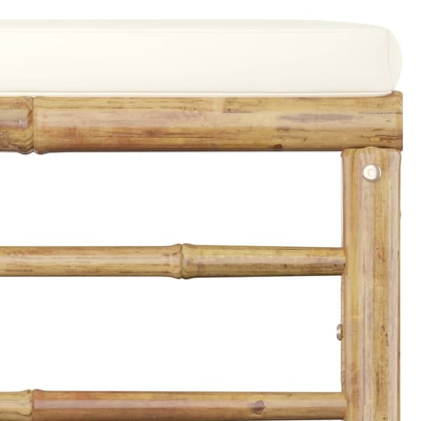 The Living Store Fotpall för trädgården med gräddvit dyna bambu -  Moduler till utomhussoffa