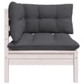 Miniatyrbillede 4 af 10: The Living Store 2-personers havesofa med hynder Hvid massivt fyrretræ -  Enheder til udendørs modulsofa