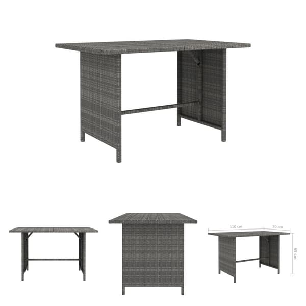 The Living Store havebord 110x70x65 cm polyrattan grå -  Enheder til udendørs modulsofa