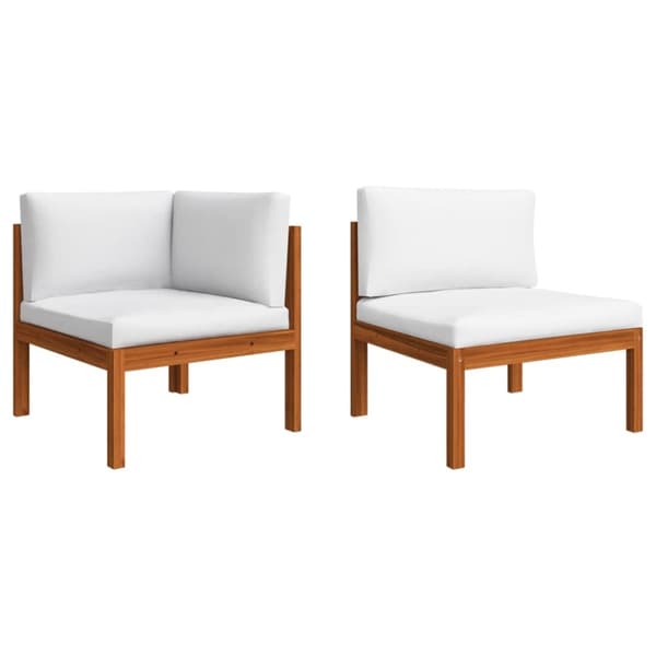 The Living Store Loungegrupp för trädgården med dynor 2 delar massivt akaciaträ - Moduler till utomhussoffa