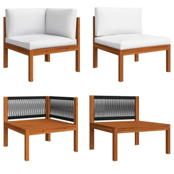 The Living Store Loungegrupp för trädgården med dynor 2 delar massivt akaciaträ -  Moduler till utomhussoffa