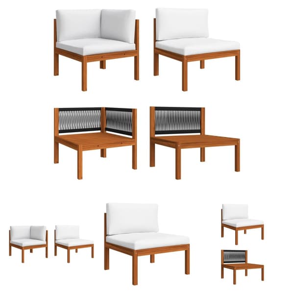 The Living Store Loungegrupp för trädgården med dynor 2 delar massivt akaciaträ - Moduler till utomhussoffa