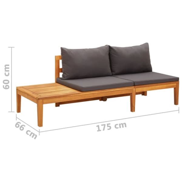 The Living Store havebænk med bord og hynder massivt akacietræ mørkegrå -  Enheder til udendørs modulsofa