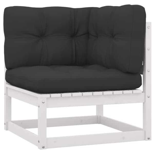 The Living Store hjørnemodul til havesofa grå hynder massivt fyrretræ -  Enheder til udendørs modulsofa