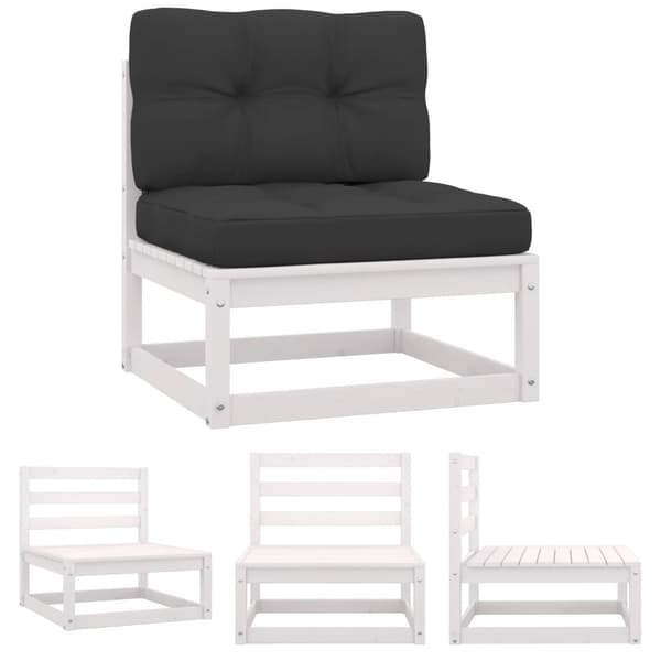 The Living Store Mittensoffa med antracitgrå dynor massiv furu -  Moduler till utomhussoffa