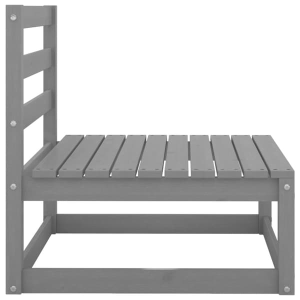 The Living Store midterdele til havesofa med hynder 2 stk. massivt fyrretræ grå -  Enheder til udendørs modulsofa