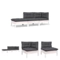 Miniatyrbillede 1 af 4: The Living Store loungesæt til haven 3 dele med hynder massivt fyrretræ hvid -  Enheder til udendørs modulsofa
