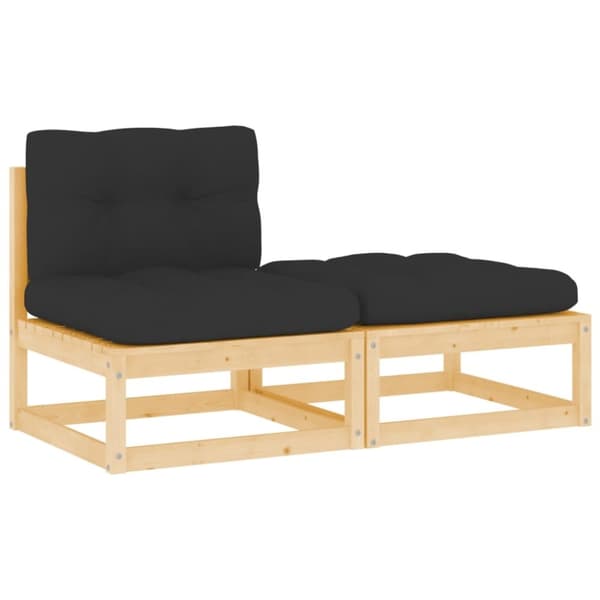 The Living Store Trädgårdsgrupp med dynor 2 delar massiv furu -  Moduler till utomhussoffa