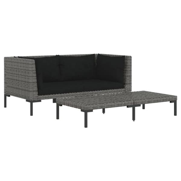 The Living Store loungesæt til haven 3 dele halvrundt polyrattan mørkegrå - Enheder til udendørs modulsofa