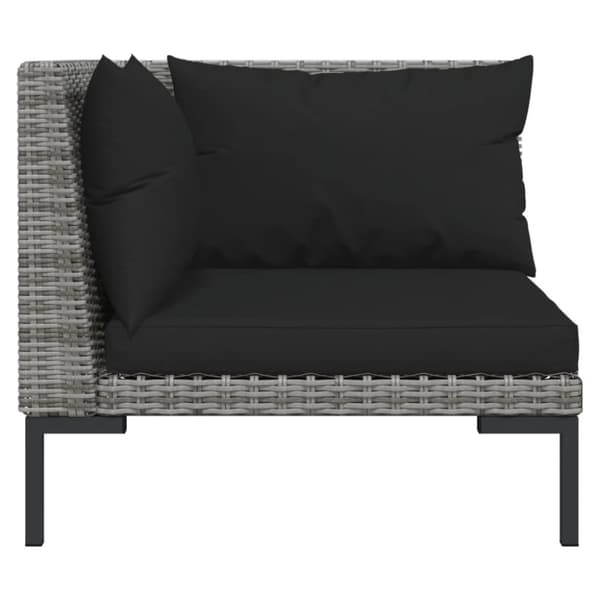 The Living Store loungesæt til haven 3 dele halvrundt polyrattan mørkegrå - Enheder til udendørs modulsofa