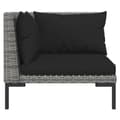 Miniatyrbillede 7 af 11: The Living Store loungesæt til haven 3 dele halvrundt polyrattan mørkegrå -  Enheder til udendørs modulsofa