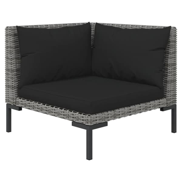 The Living Store loungesæt til haven 3 dele halvrundt polyrattan mørkegrå -  Enheder til udendørs modulsofa