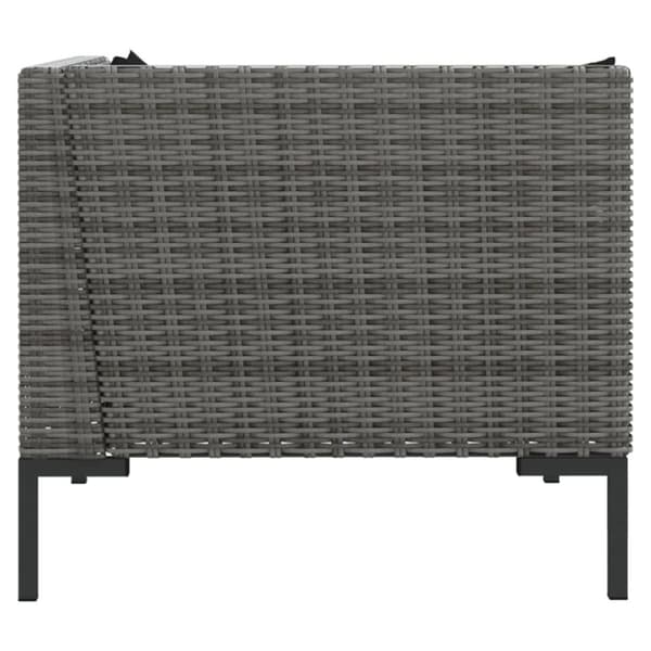 The Living Store loungesæt til haven 3 dele halvrundt polyrattan mørkegrå -  Enheder til udendørs modulsofa