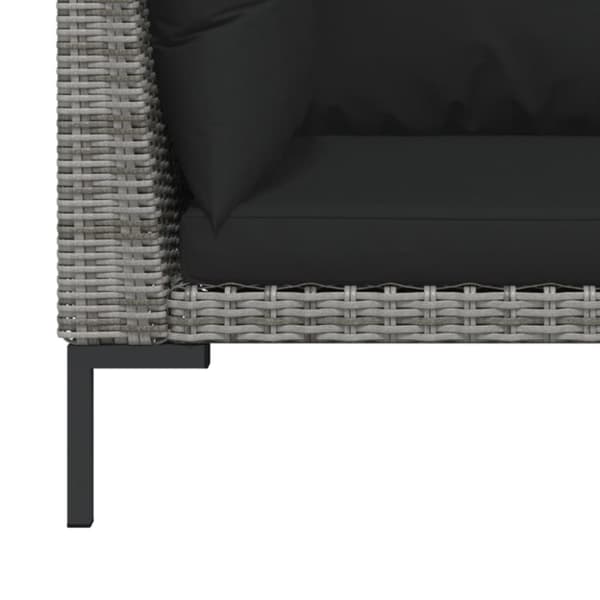 The Living Store loungesæt til haven 3 dele halvrundt polyrattan mørkegrå - Enheder til udendørs modulsofa