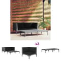 Miniatyrbillede 1 af 11: The Living Store loungesæt til haven 3 dele halvrundt polyrattan mørkegrå -  Enheder til udendørs modulsofa