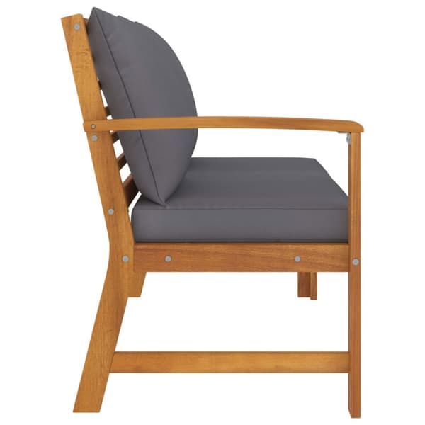 The Living Store havebænk 114,5 cm med mørkegrå hynde massivt akacietræ -  Enheder til udendørs modulsofa