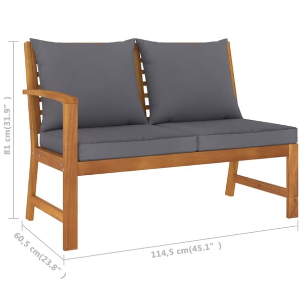 The Living Store havebænk 114,5 cm med mørkegrå hynde massivt akacietræ -  Enheder til udendørs modulsofa