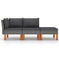 Miniatyrbillede 3 af 11: The Living Store loungesæt til haven 3 dele polyrattan og massivt eukalyptustræ -  Enheder til udendørs modulsofa