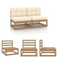 Miniatyrbillede 1 af 11: The Living Store midterdele til havesofa 2 stk. med creme hynde massivt fyrretræ -  Enheder til udendørs modulsofa