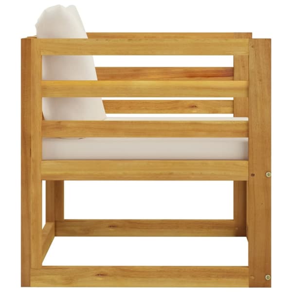 The Living Store Trädgårdsstol med gräddvita dynor massivt akaciaträ - Moduler till utomhussoffa